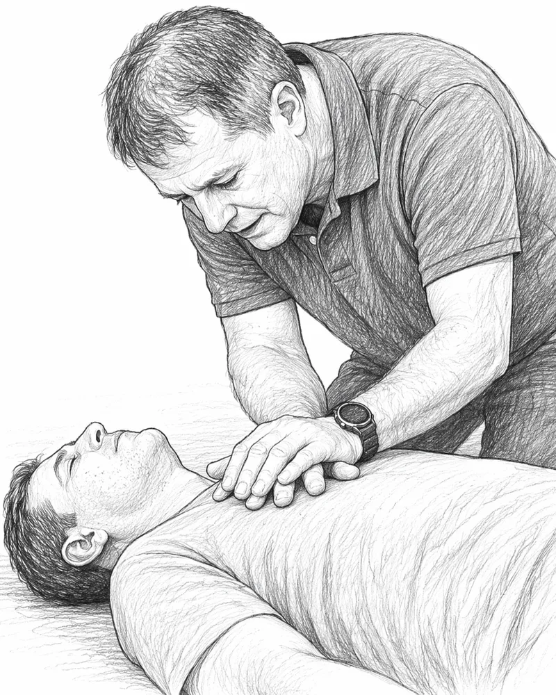 Herz-Lungen-Wiederbelebung: Ersthelfer bei der Herzdruckmassage